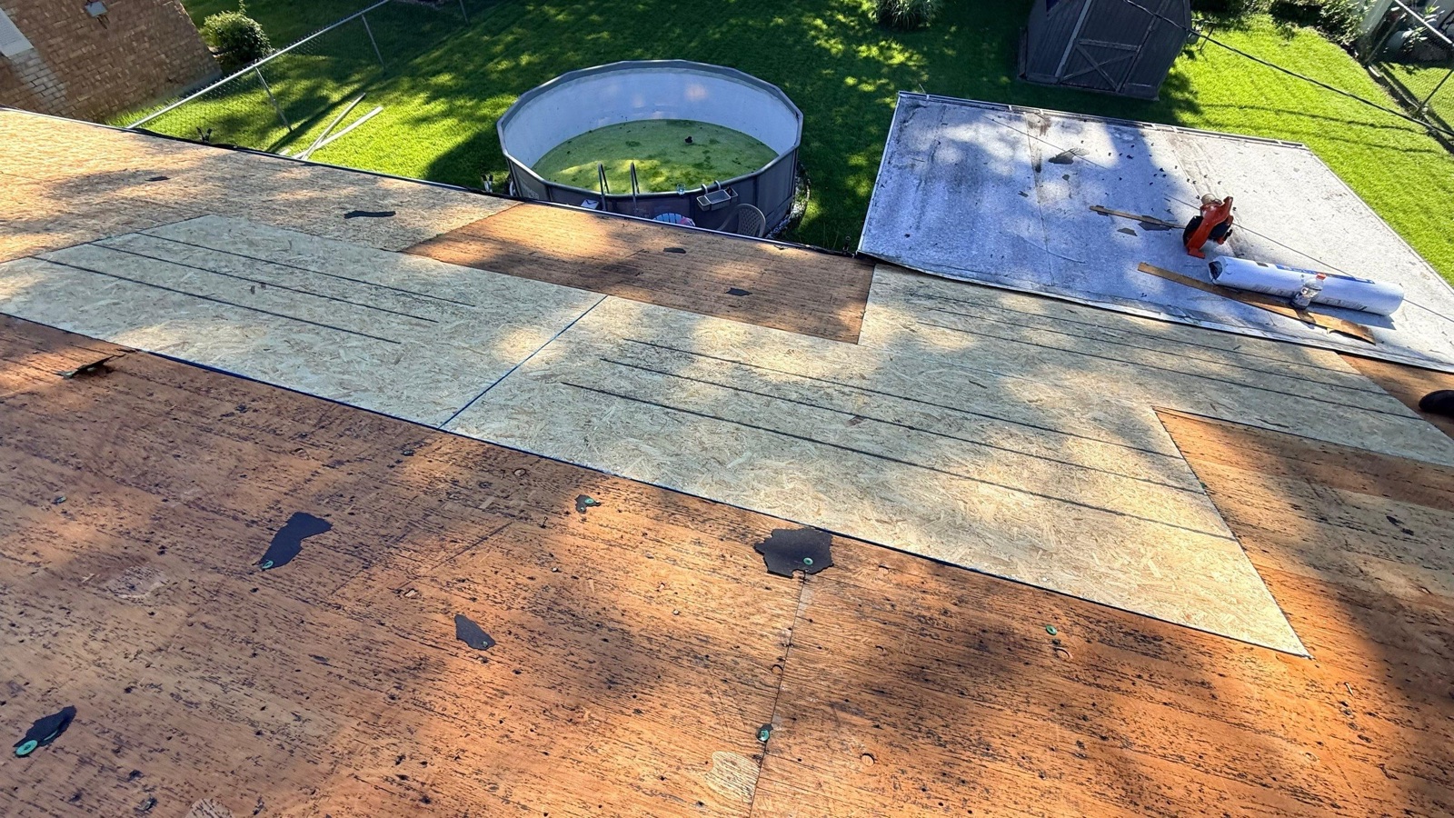 Fresh new decking installed over the framing